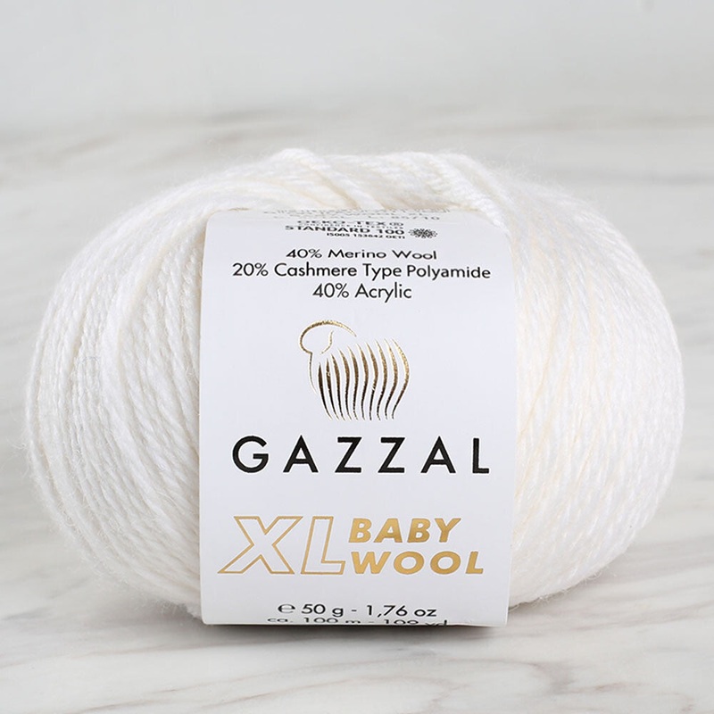 Gazzal Baby Wool XL Baby Yarn, White – 801XL
