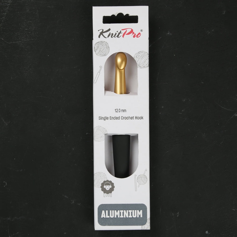 KnitPro Aluminum Gold 12mm Crochet Hook, Black – 30886