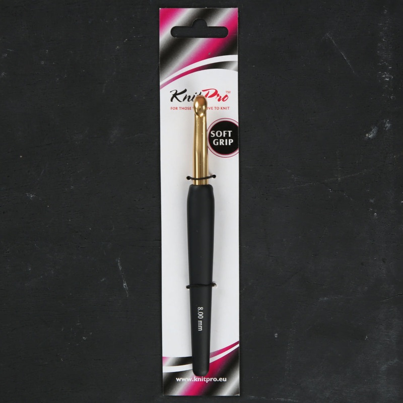 KnitPro Aluminum Gold 8mm Crochet Hook, Black – 30883