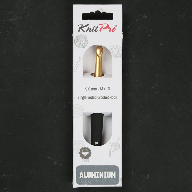 KnitPro Aluminum Gold 9mm Crochet Hook, Black – 30884