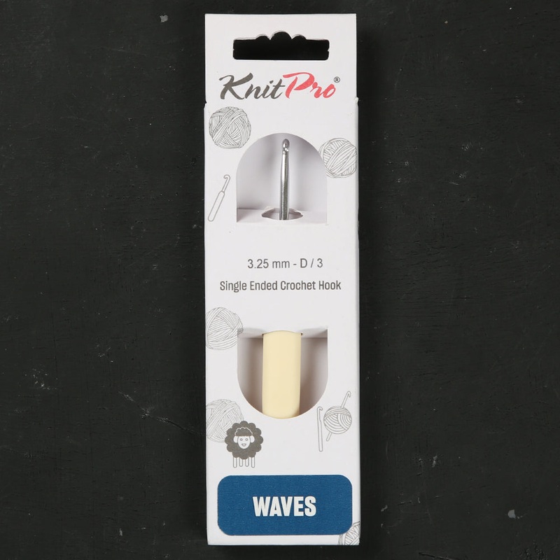 KnitPro Waves 3.25mm Cream Soft Handle Crochet Hook – 30906