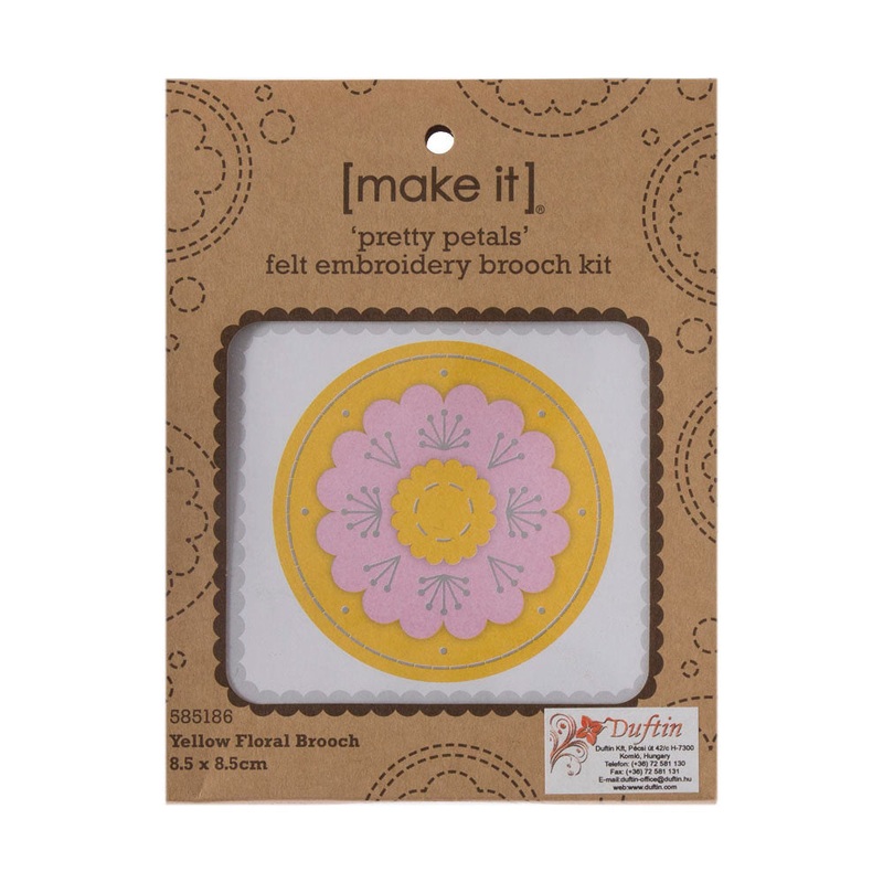 Make it 8.5×8.5 cm Brooch Felt Embroidery Kit, Yellow – 585186