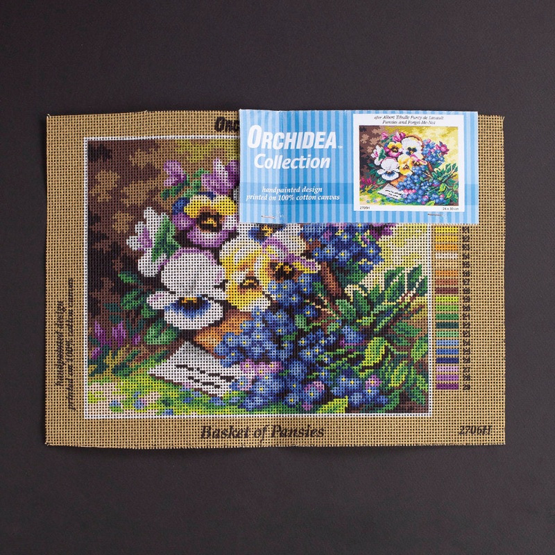 Orchidea 24x30cm Printed Gobelin, Basket of Pansies – 2706H