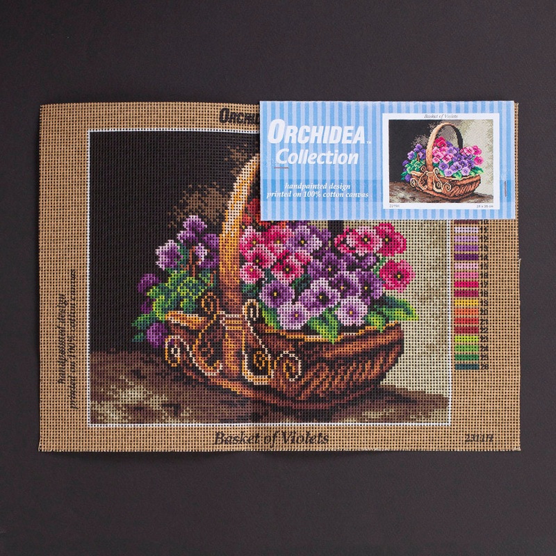 Orchidea 24x30cm Printed Gobelin, Basket of Violets – 2311H
