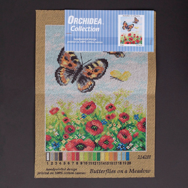 Orchidea 24x30cm Printed Gobelin, Butterflies on a Meadow – 2142H