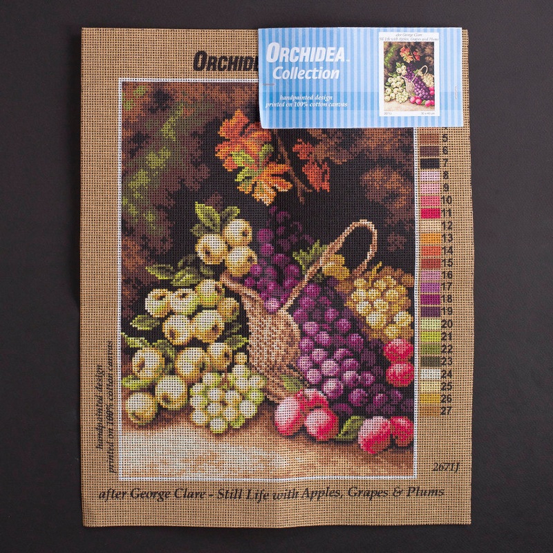 Orchidea 30x40cm Printed Gobelin, George Clare – Still Life with Apples, Grapes, Plums – 2671J