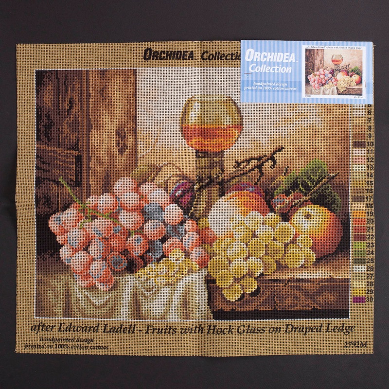 Orchidea 40x50cm Printed Gobelin, Edward Ladell – Fruits with Hock Glass on Draped Ledge