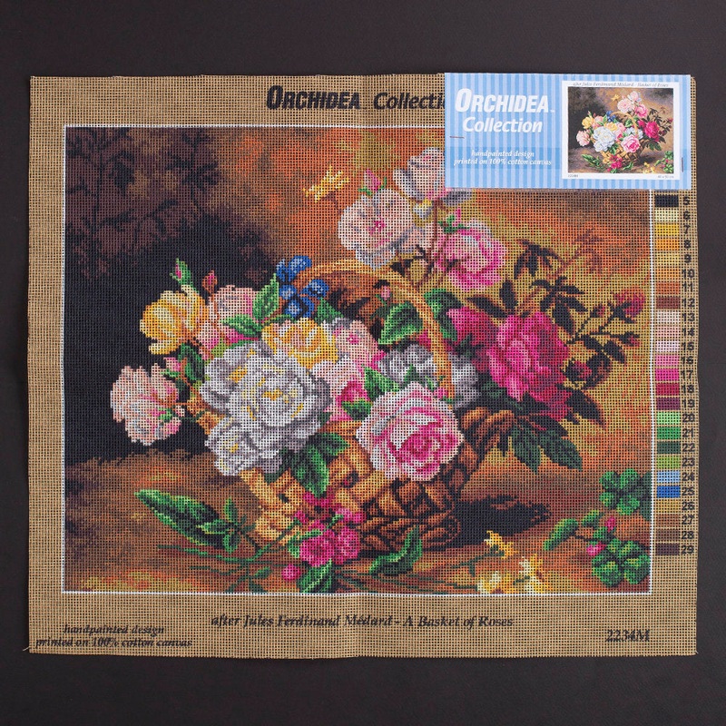 Orchidea 40x50cm Printed Gobelin, Jules Ferdinand Medard – A Basket of Roses – 2234M