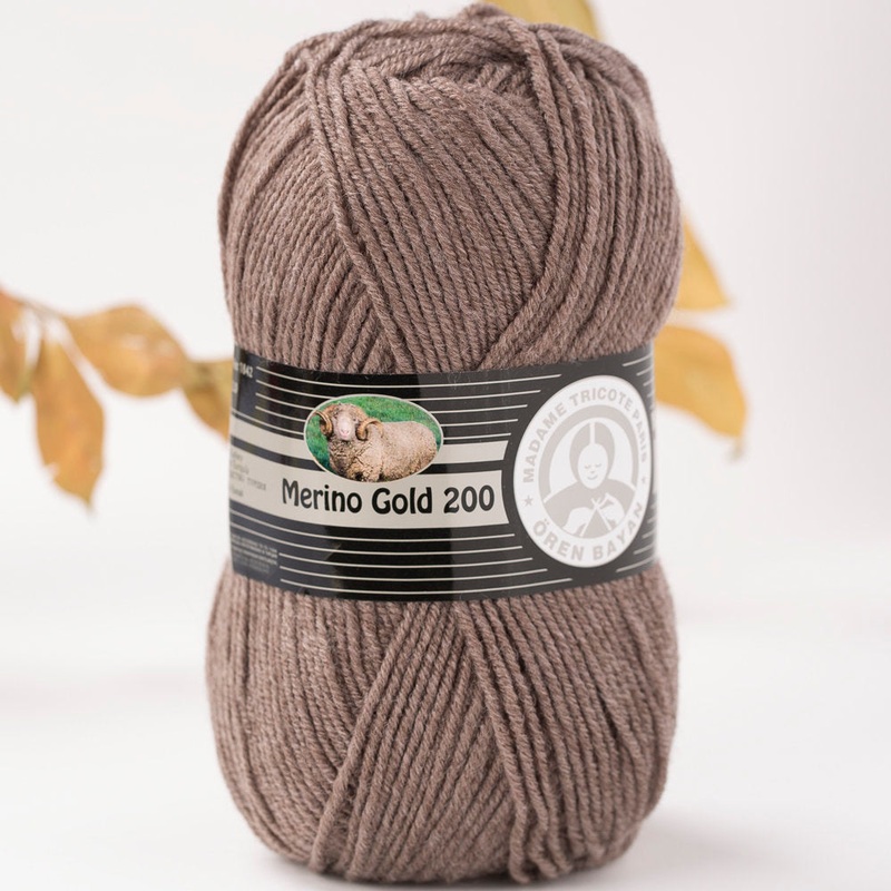 Madame Tricote Paris Merino Gold 200 Knitting Yarn, Brown – 14-1842