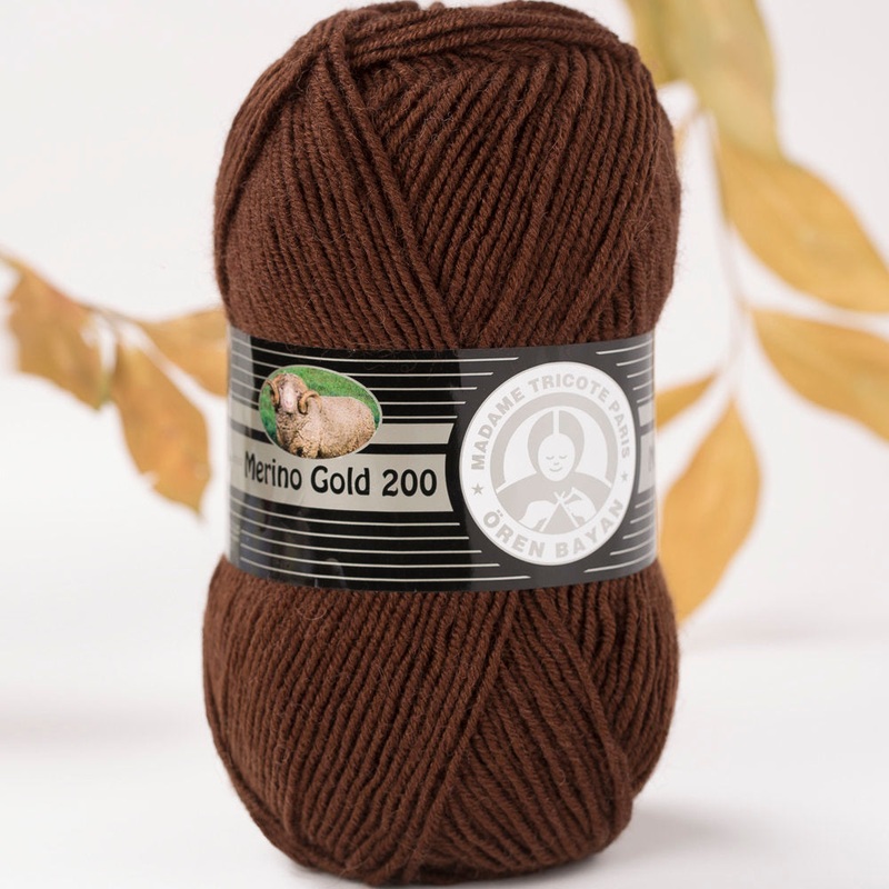 Madame Tricote Paris Merino Gold 200 Knitting Yarn, Brown – 83-1842