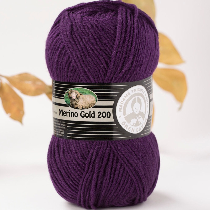 Madame Tricote Paris Merino Gold 200 Knitting Yarn, Purple – 60-1842