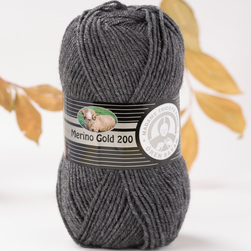 Madame Tricote Paris Merino Gold 200 Knitting Yarn, Smoked Grey – 9-1842