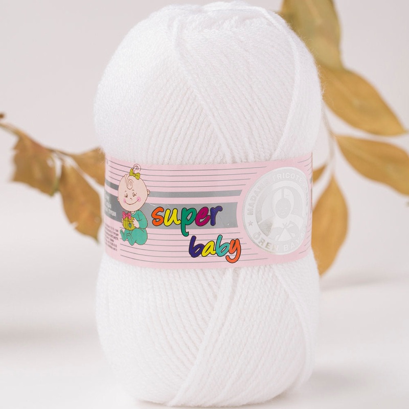 Madame Tricote Paris Super Baby Knitting Yarn, White – 100-1758