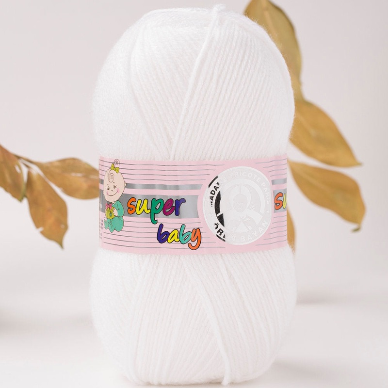 Madame Tricote Paris Super Baby Knitting Yarn, White – 3-1758