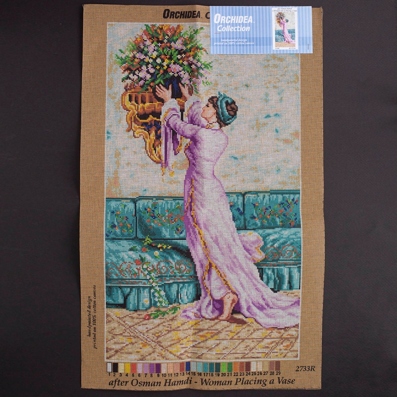Orchidea 40x70cm Printed Gobelin, Osman Hamdi Bey – Girl Placing a Vase – 2733R