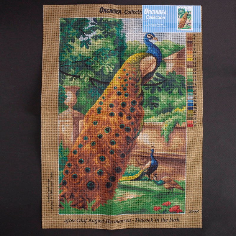 Orchidea 45x70cm Printed Gobelin, Olaf August Hermansen – Peacocks in the Park – 2698R
