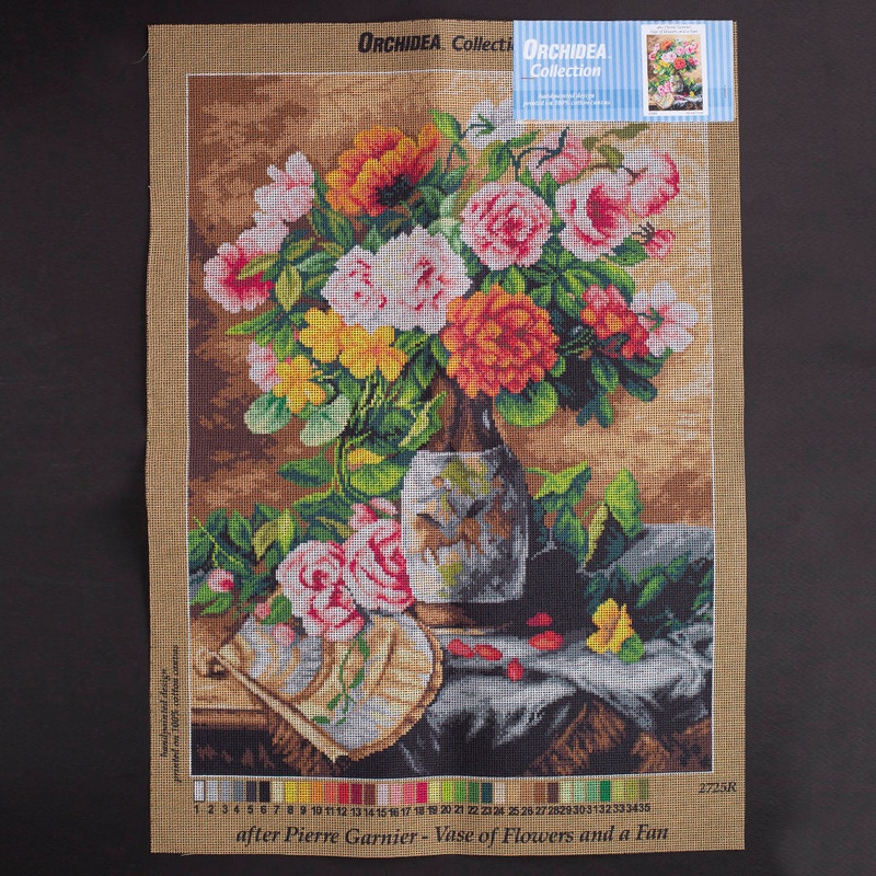 Orchidea 50x70cm Printed Gobelin, Pierre Garnier Vase of Flowers and a Fan – 2725R