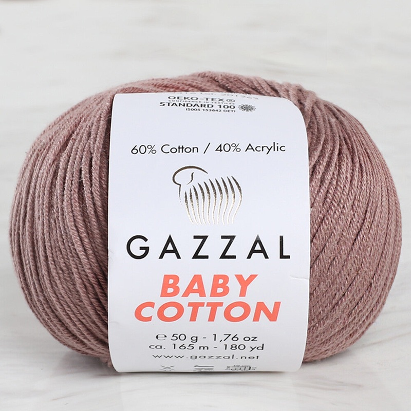 Gazzal Baby Cotton Knitting Yarn, Light Brown – 3434