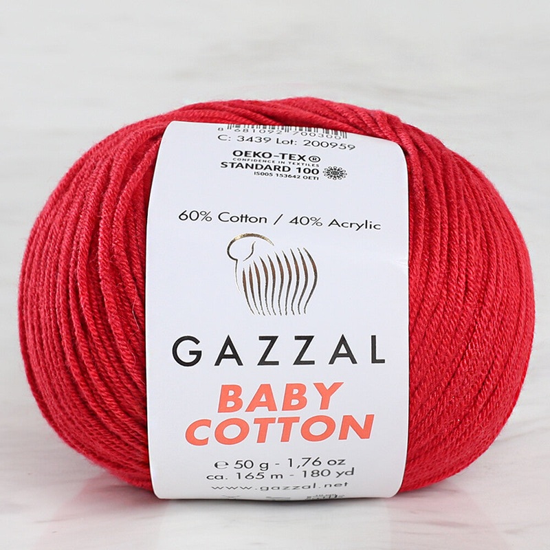 Gazzal Baby Cotton Knitting Yarn, Red Dragon – 3439