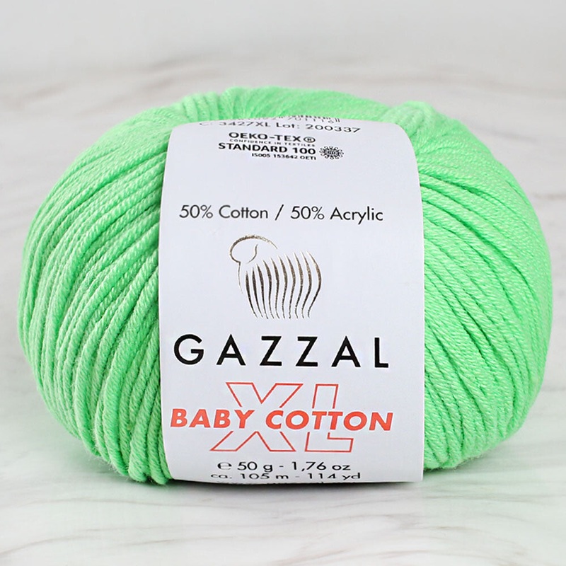Gazzal Baby Cotton XL Baby Yarn, Green – 3427XL