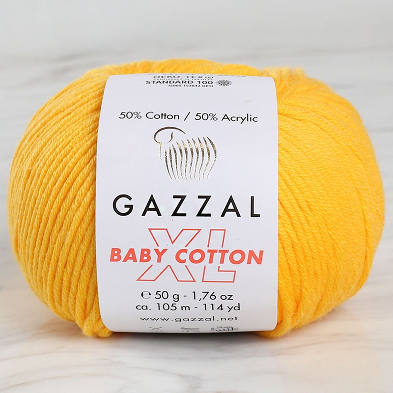Gazzal Baby Cotton XL Baby Yarn, Mustard Yellow – 3417XL