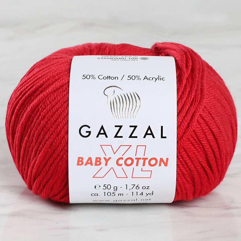 Gazzal Baby Cotton XL Baby Yarn, Red – 3439XL