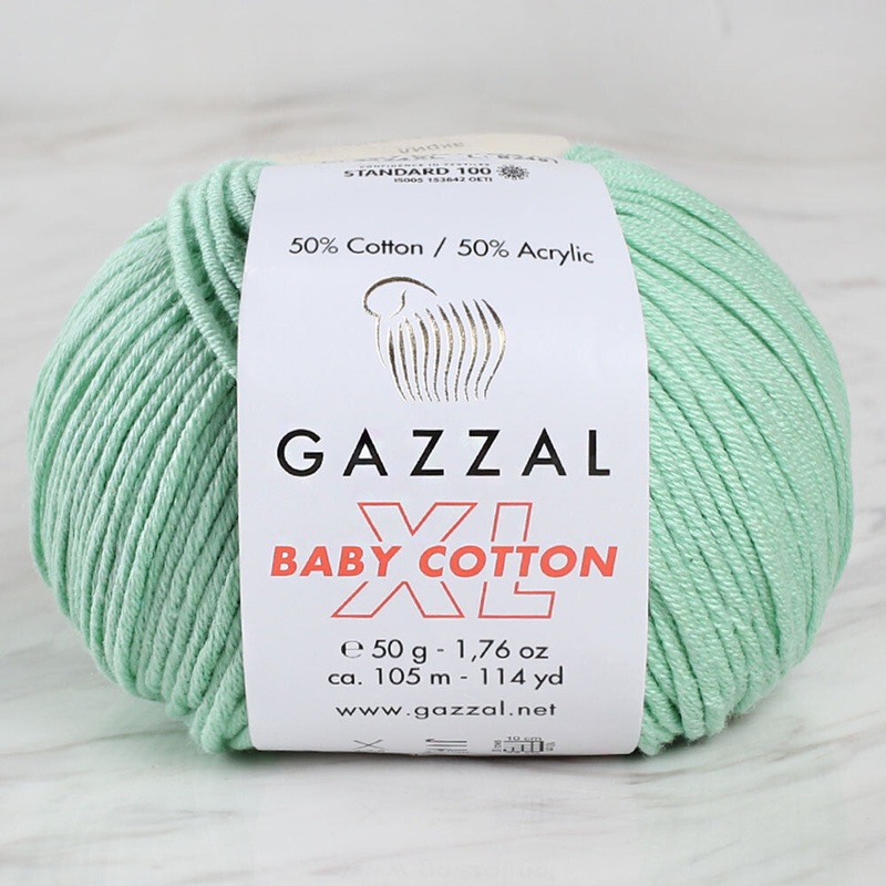 Gazzal Baby Cotton XL Knitting Yarn, Pastel Green – 3425XL