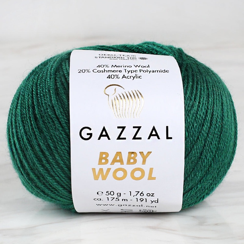Gazzal Baby Wool Knitting Yarn, Green – 814
