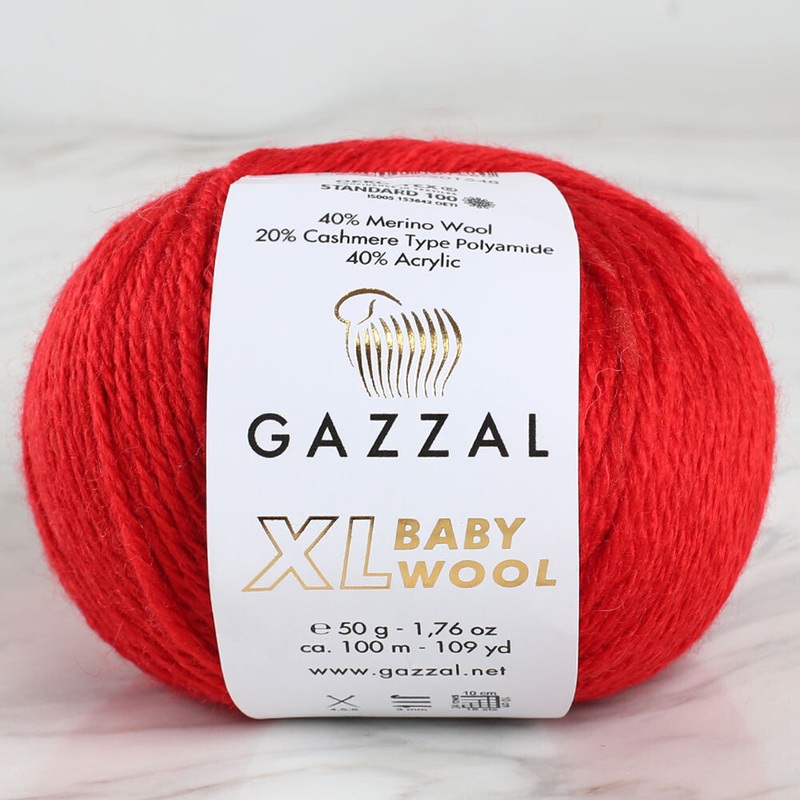 Gazzal Baby Wool XL Knitting Yarn, Red – 811XL