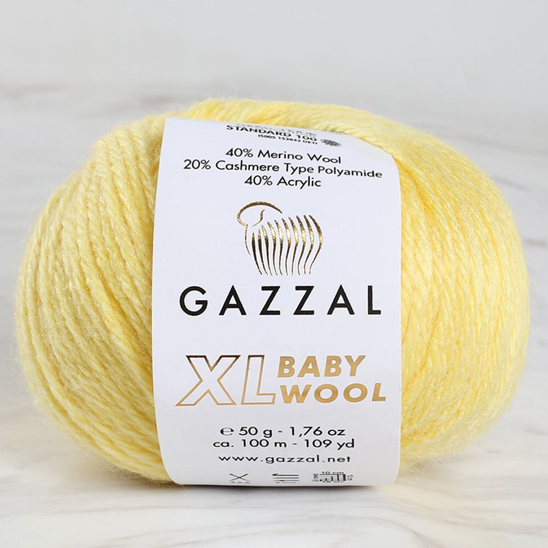 Gazzal Baby Wool XL Knitting Yarn, Yellow – 833XL