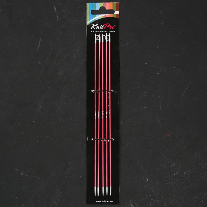 KnitPro Zing Set of 5, 2 mm 20 cm Metal Double Pointed Needles, Coral – 47031