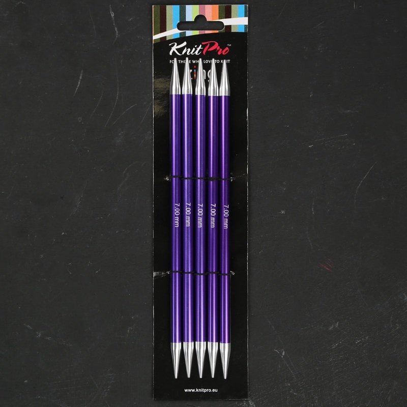 KnitPro Zing Set of 5, 7 mm 20 cm Metal Double Pointed Needles, Amethyst – 47045