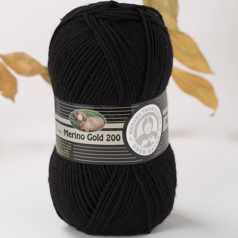 Madame Tricote Paris Merino Gold 200 Knitting Yarn, Black – 999-1842