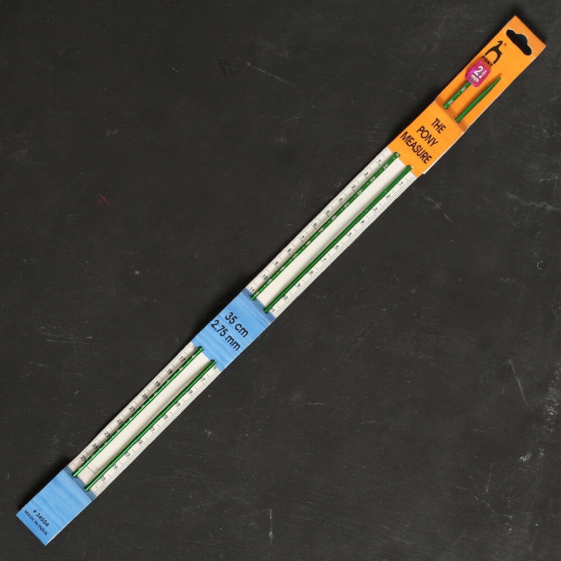 Pony Measure 2.75 mm 35 cm Aluminium Knitting Needles, Mild Green – 34504