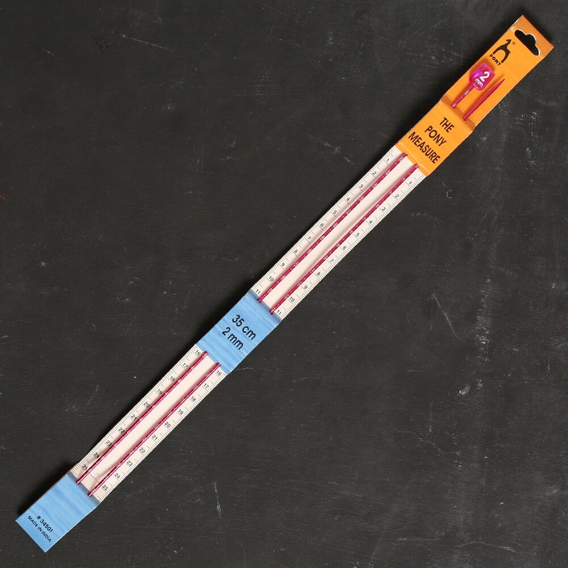 Pony Measure 2 mm 35 cm Aluminium Knitting Needles, Red – 34501