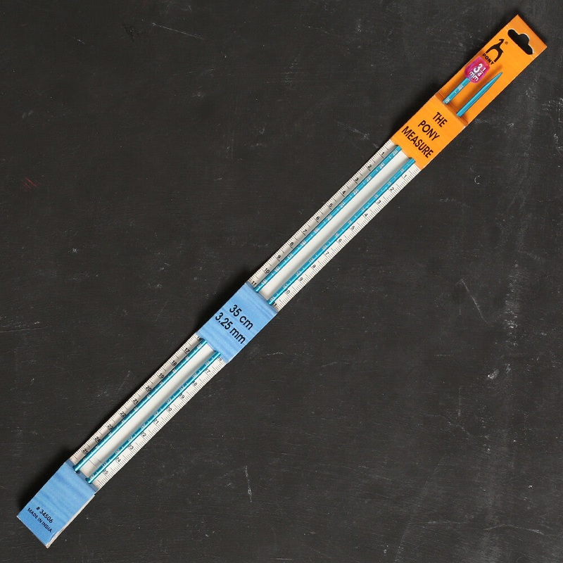 Pony Measure 3.25 mm 35 cm Aluminium Knitting Needles, Light Blue – 34506