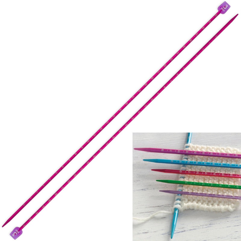 Pony Measure 3 mm 35 cm Aluminium Knitting Needles, Red – 34505