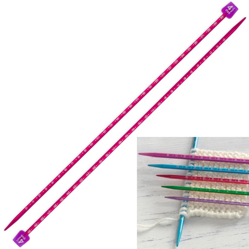 Pony Measure 4.5 mm 35 cm Aluminium Knitting Needles, Red – 34510