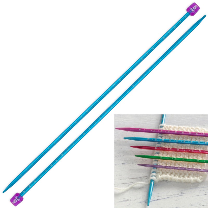 Pony Measure 5 mm 35 cm Aluminium Knitting Needles, Light Blue – 34511