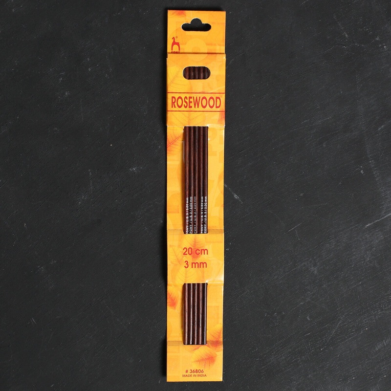 Pony Rosewood 3 mm 20 cm Rosewood Double Pointed Needles, Set of 5 – 36806