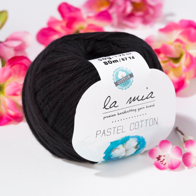 La Mia Pastel 100% Cotton Yarn, Black – L006