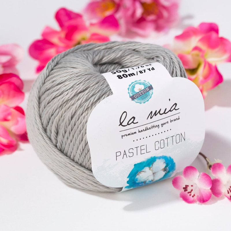 La Mia Pastel 100% Cotton Yarn, Grey – L062