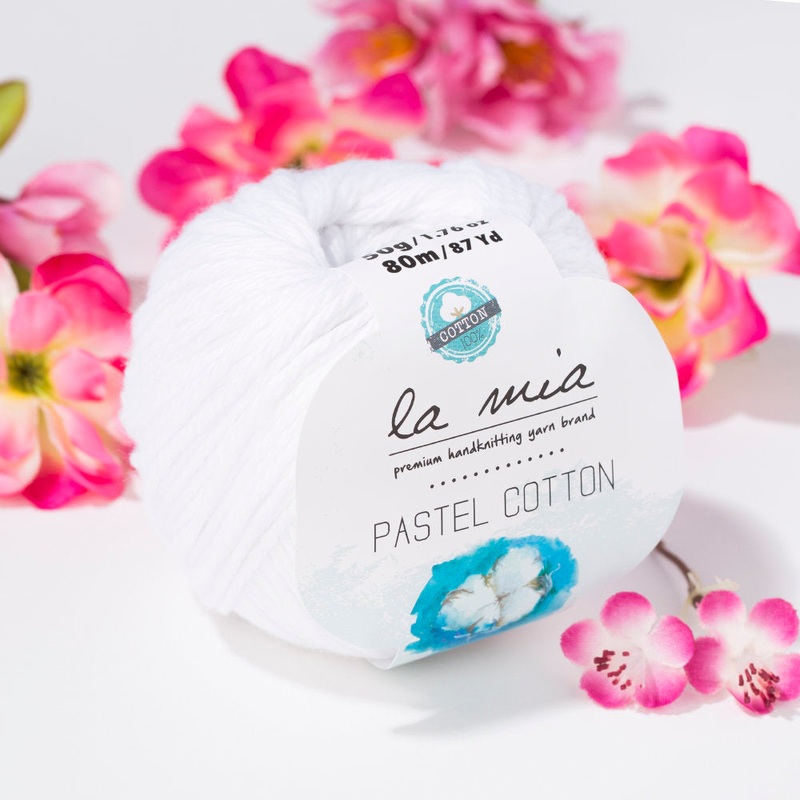 La Mia Pastel 100% Cotton Yarn, White – L001