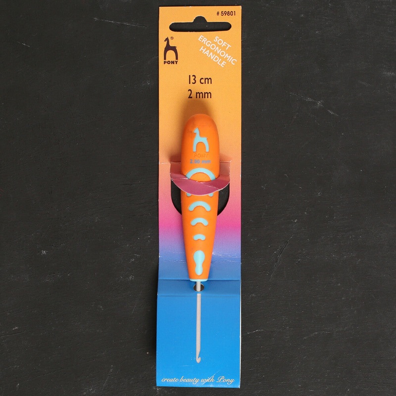 Pony 2 mm 13 cm Aluminium Crochet Hook with Soft Handle – 59801