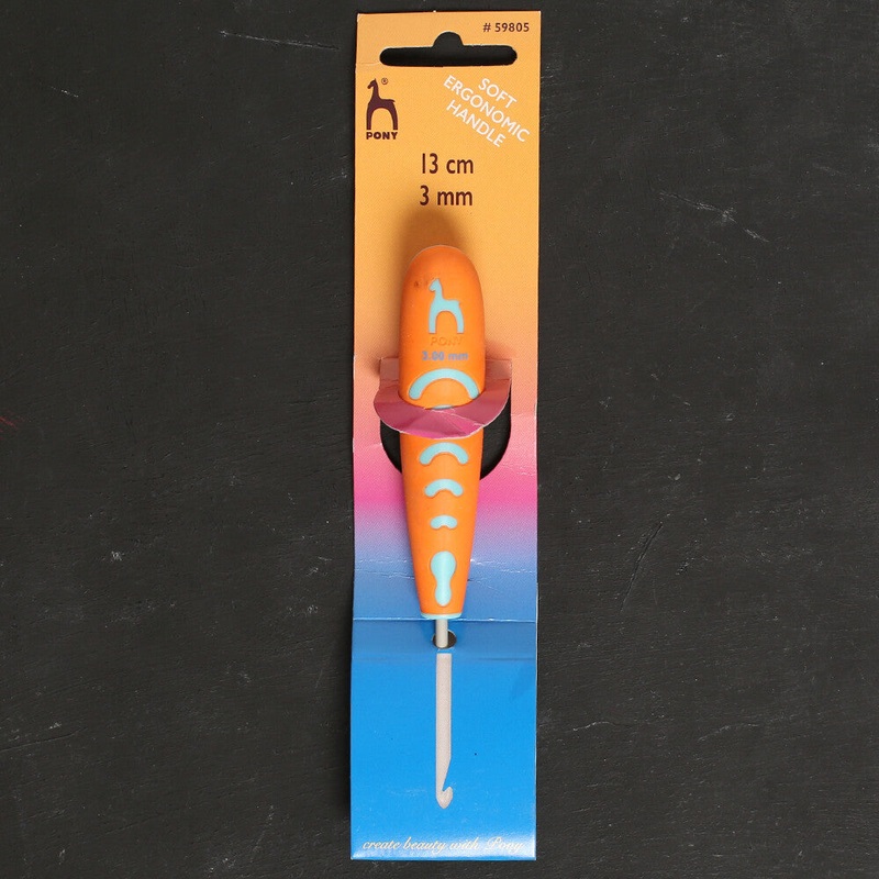 Pony 3 mm 13 cm Aluminium Crochet Hook with Soft Handle – 59805