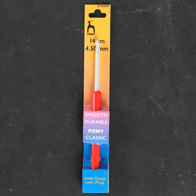 Pony 4.5 mm 14 cm Aluminium Crochet Hook with Handle, Red – 46606