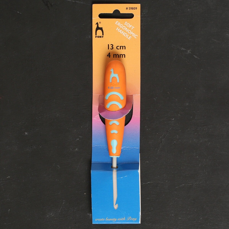 Pony 4 mm 13 cm Aluminium Crochet Hook with Soft Handle – 59809