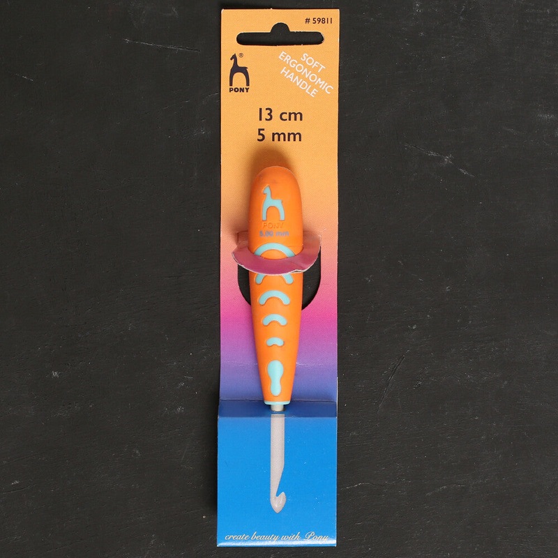 Pony 5 mm 13 cm Aluminium Crochet Hook with Soft Handle – 59811