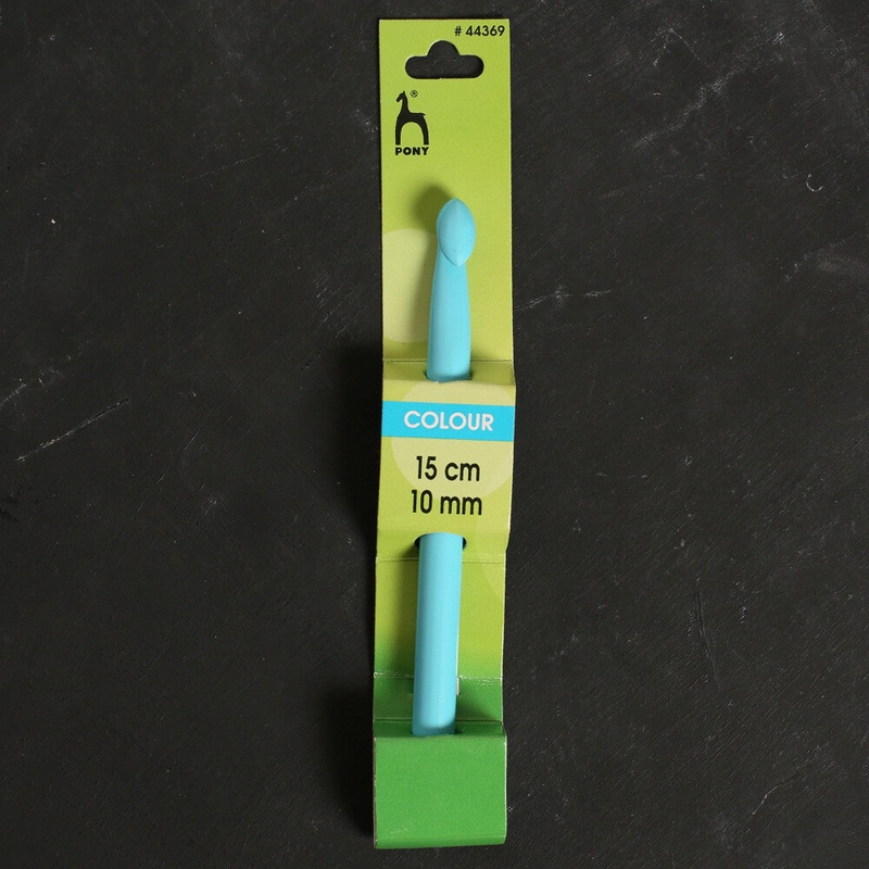 Pony Colour 10 mm 15 cm Plastic Crochet Hook, Turquoise – 44369