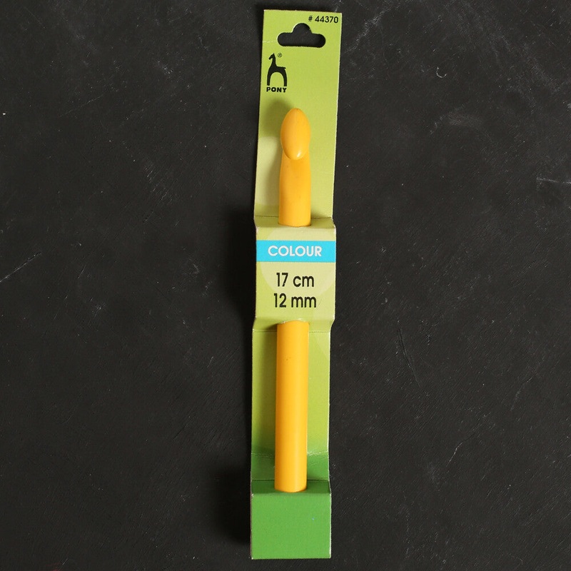 Pony Colour 12 mm 17 cm Plastic Crochet Hook, Yellow – 44370